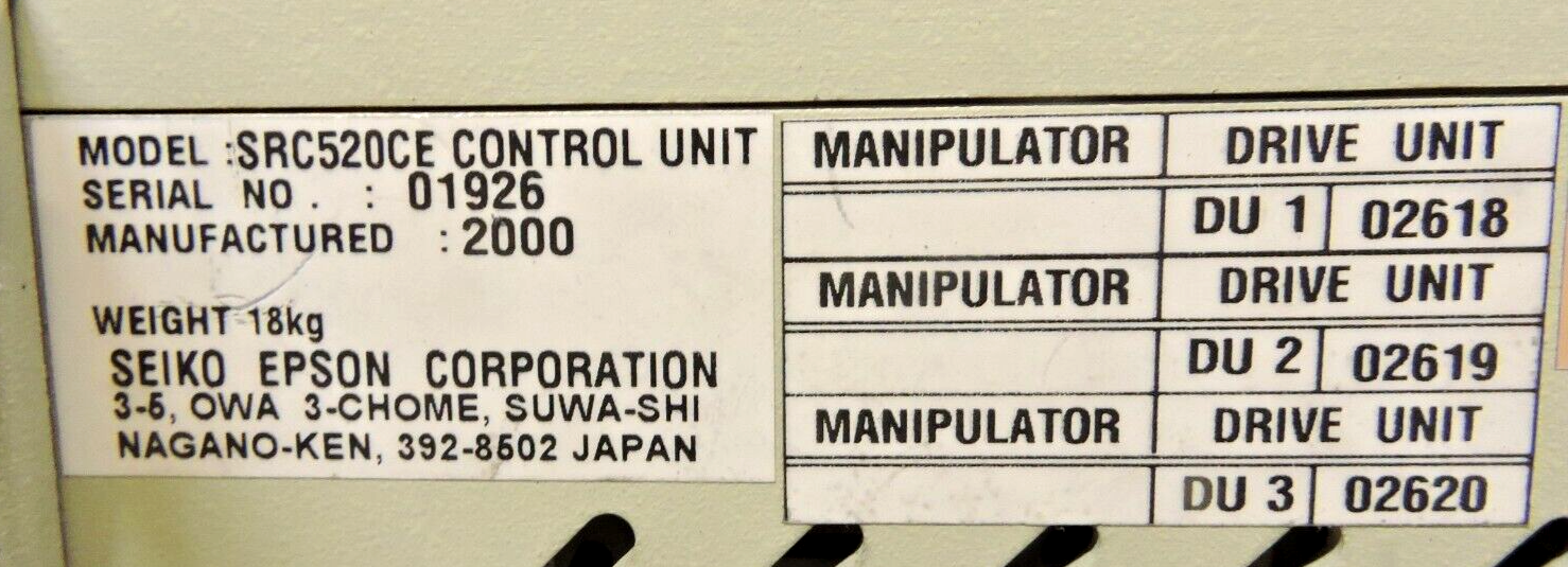 Seiko Epson SRC520 D-Tran SRC520CE Robot Manipulator Control Unit Controller