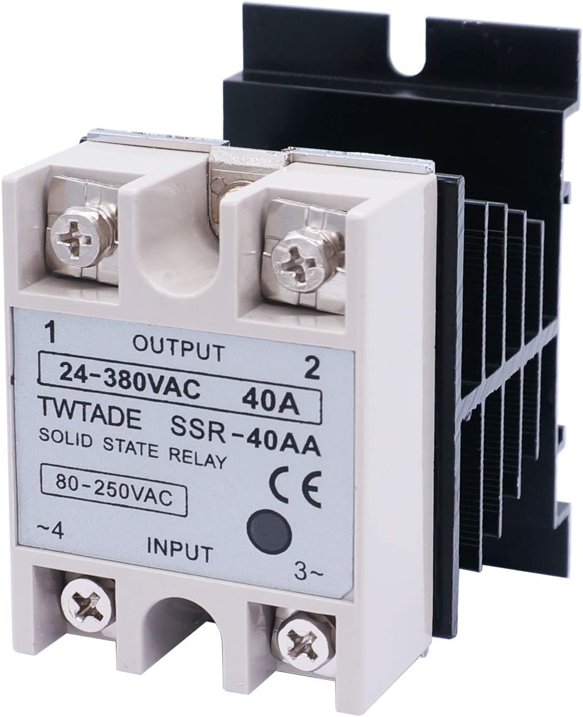 SSR-40 AA 40A AC 80-250V to AC 24V-380V SSR Solid State Relay + Heat Sink