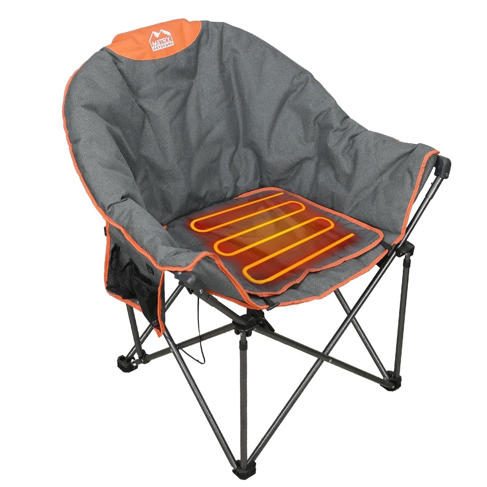 M8TRX Heated Camping Chair, Extra-Wide Outdoor Folding Chair, Supports 350 lbs.,
