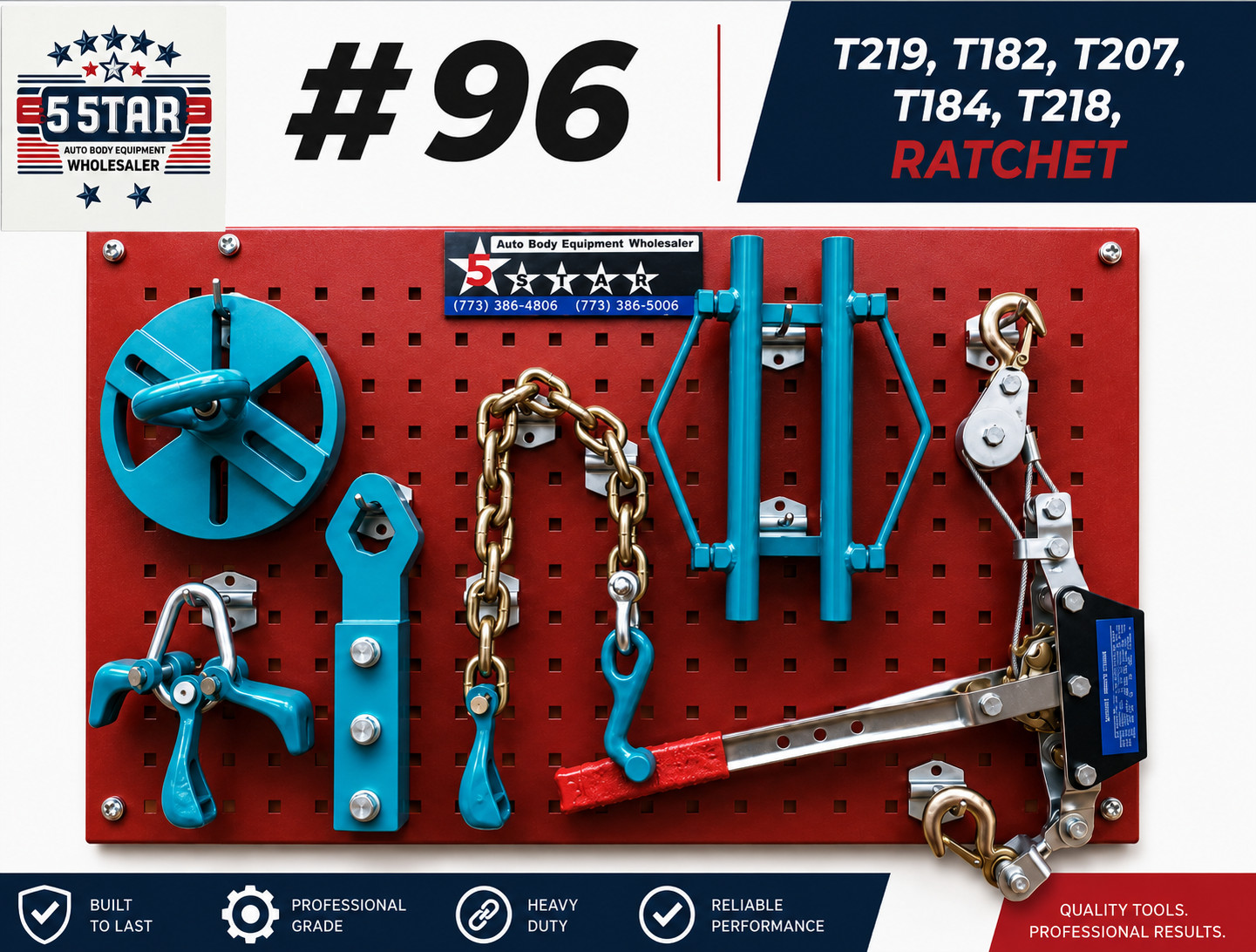 Set# 96 -6 pieces AUTO BODY FRAME MACHINE PULLING TOOLS & CLAMPS VALUE SET