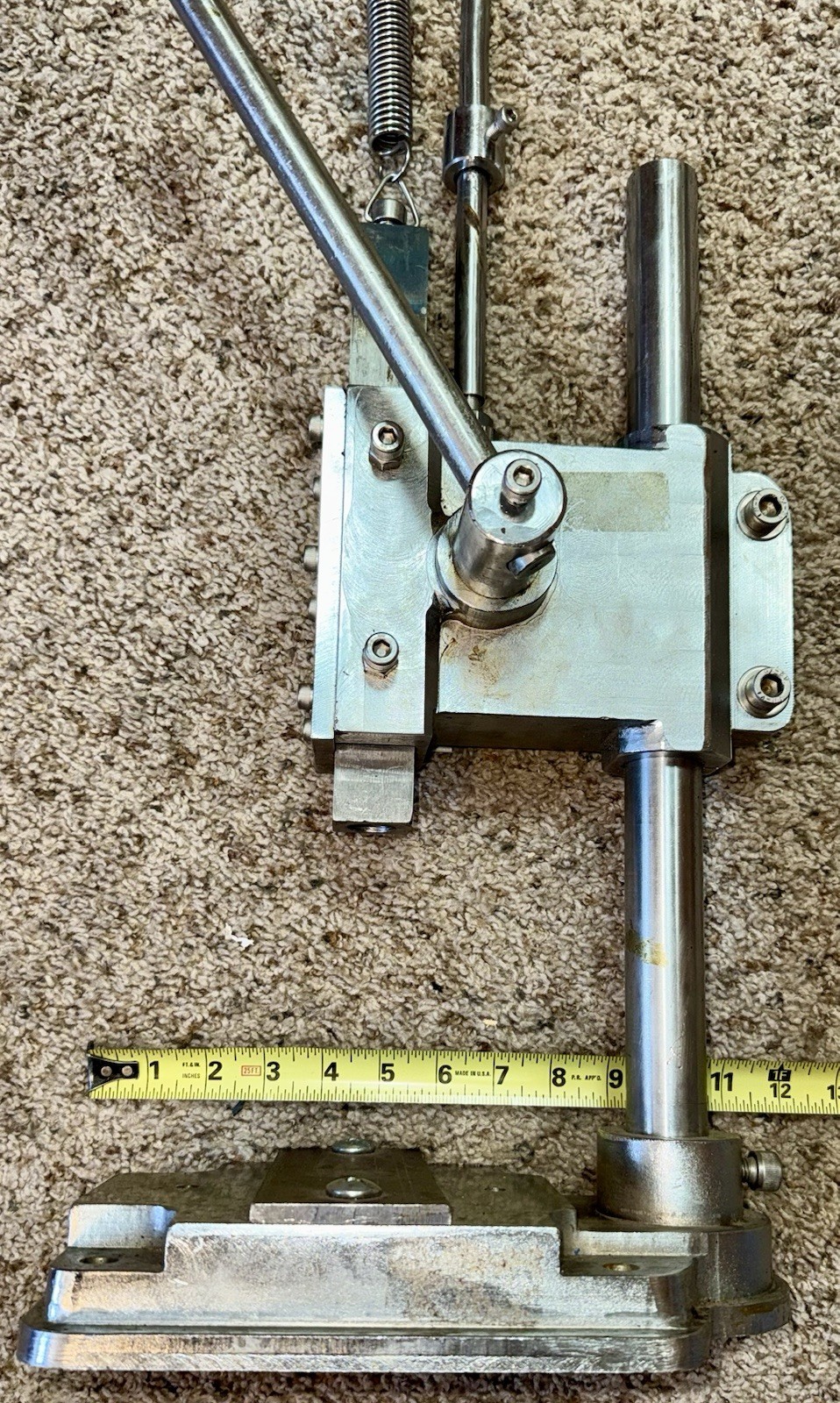 Solid Stainless Steel Arbor Press w Retract Spring
