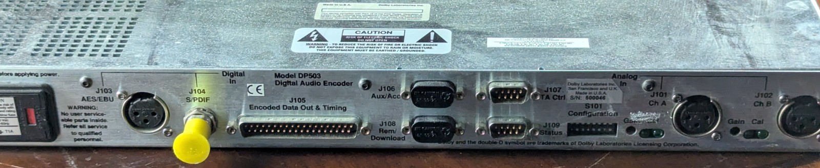 Dolby DP503 Digital Audio Encoder AC-2 Broadcast Rack Unit AES/EBU Working