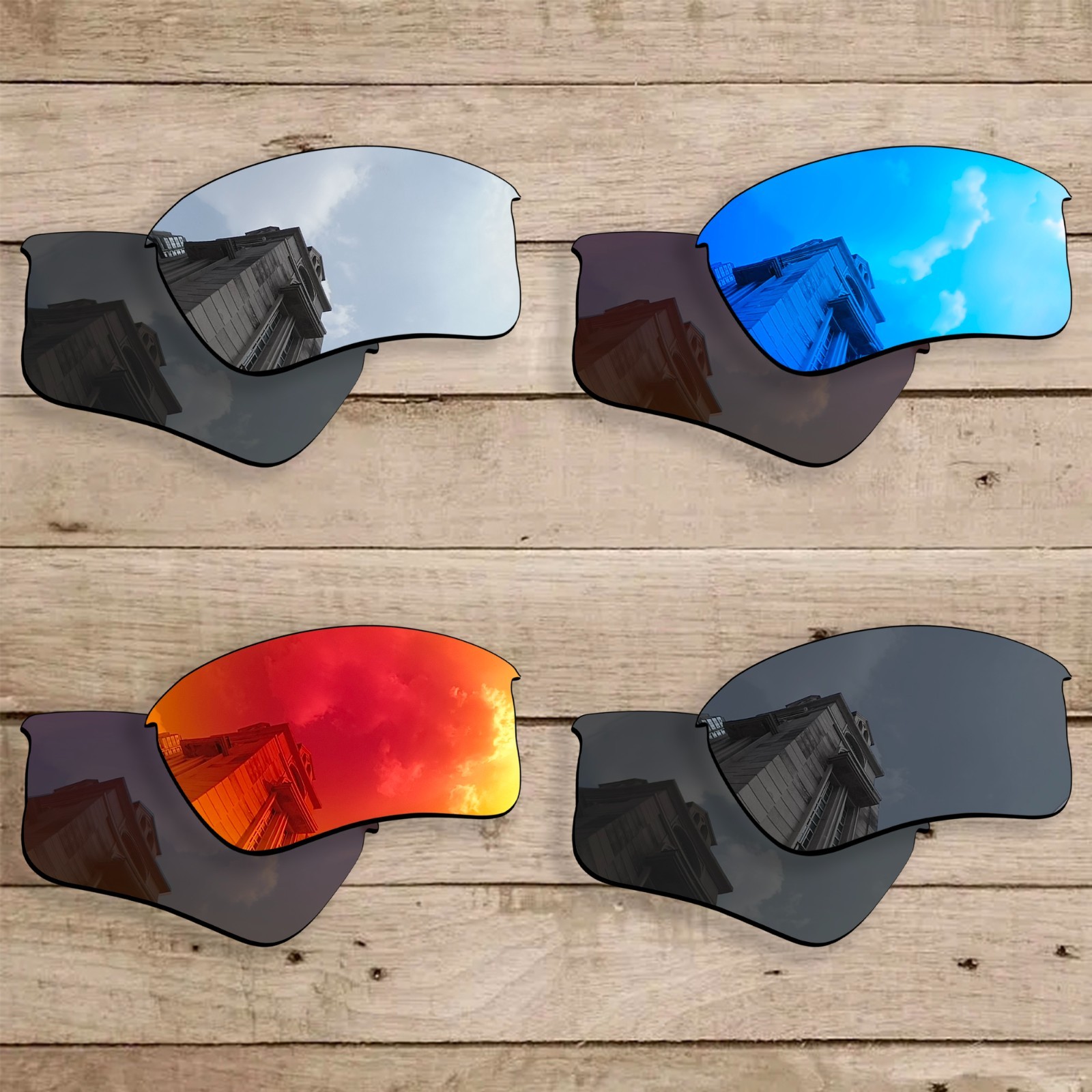 2Pcs hdhut Sunglass Lens Replacements For-Oakley Flak Jacket XLJ - Combo Pack