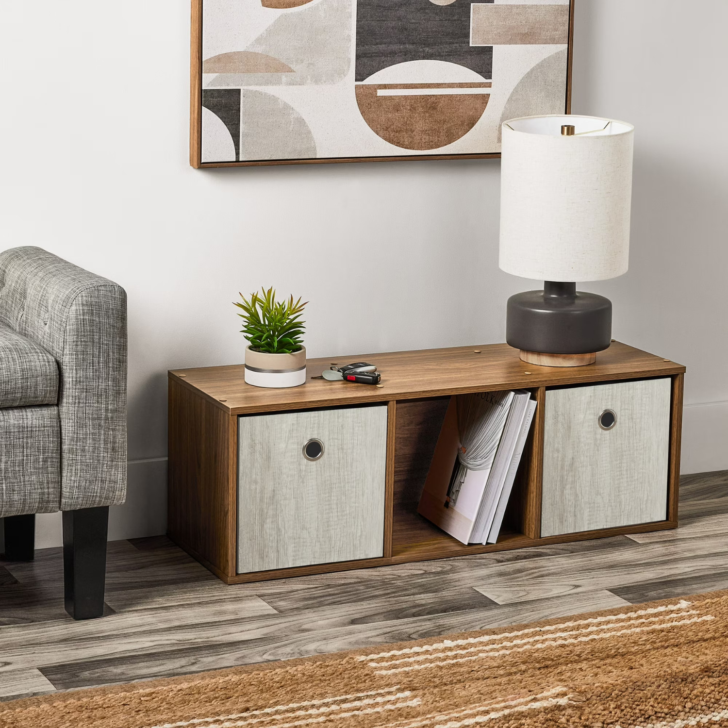 Mainstays 3 Cube Storage Organizer Warm Walnut