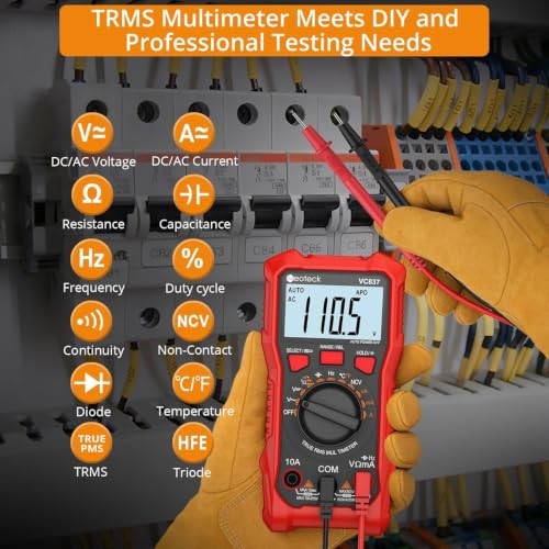 6000 Counts True RMS Digital Multimeter,Auto Range 6000Counts(AC/DC 600V) Red