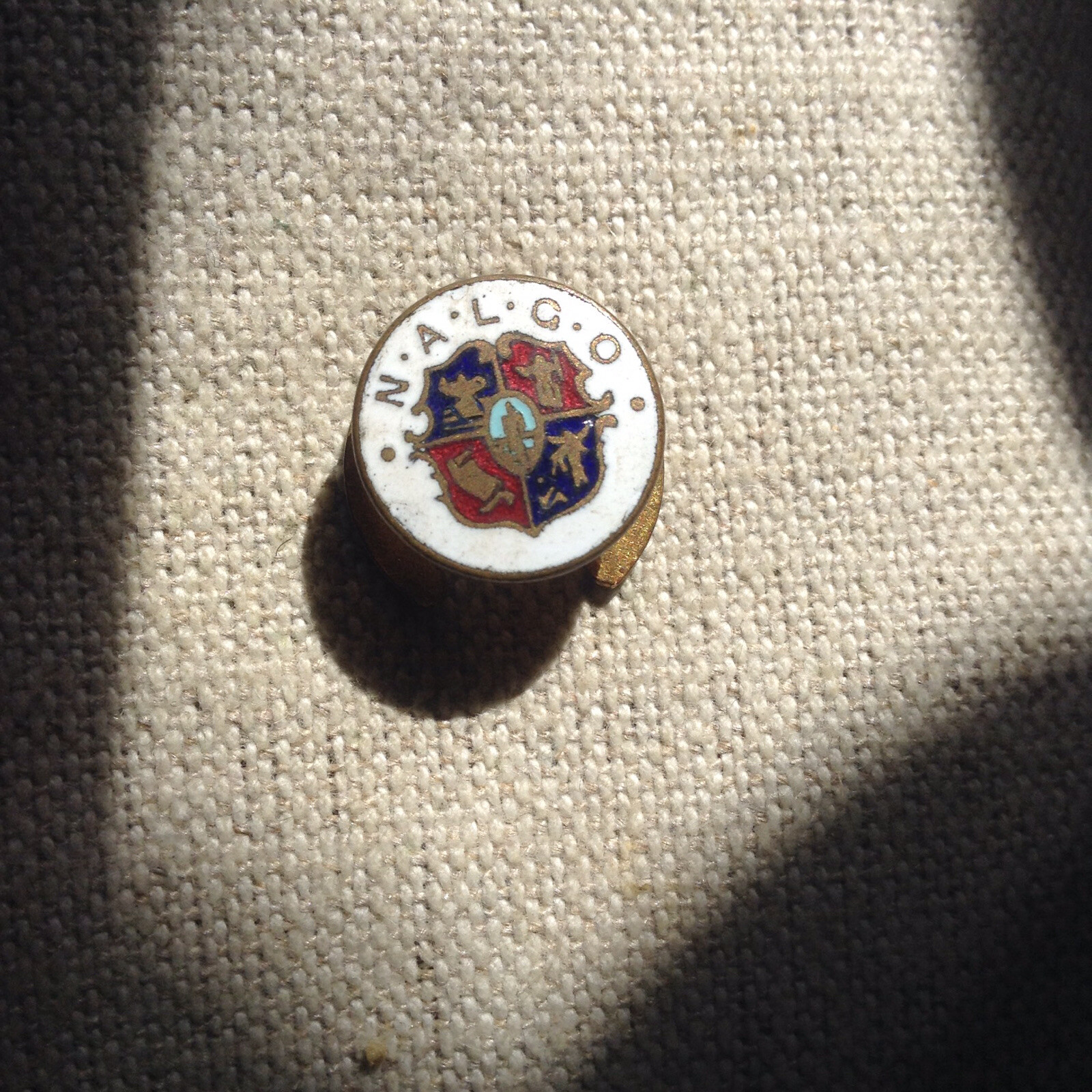Circa 30's Fattorini NALGO Brass & Enamel Buttonhole Fastening 15mm Lapel Badge