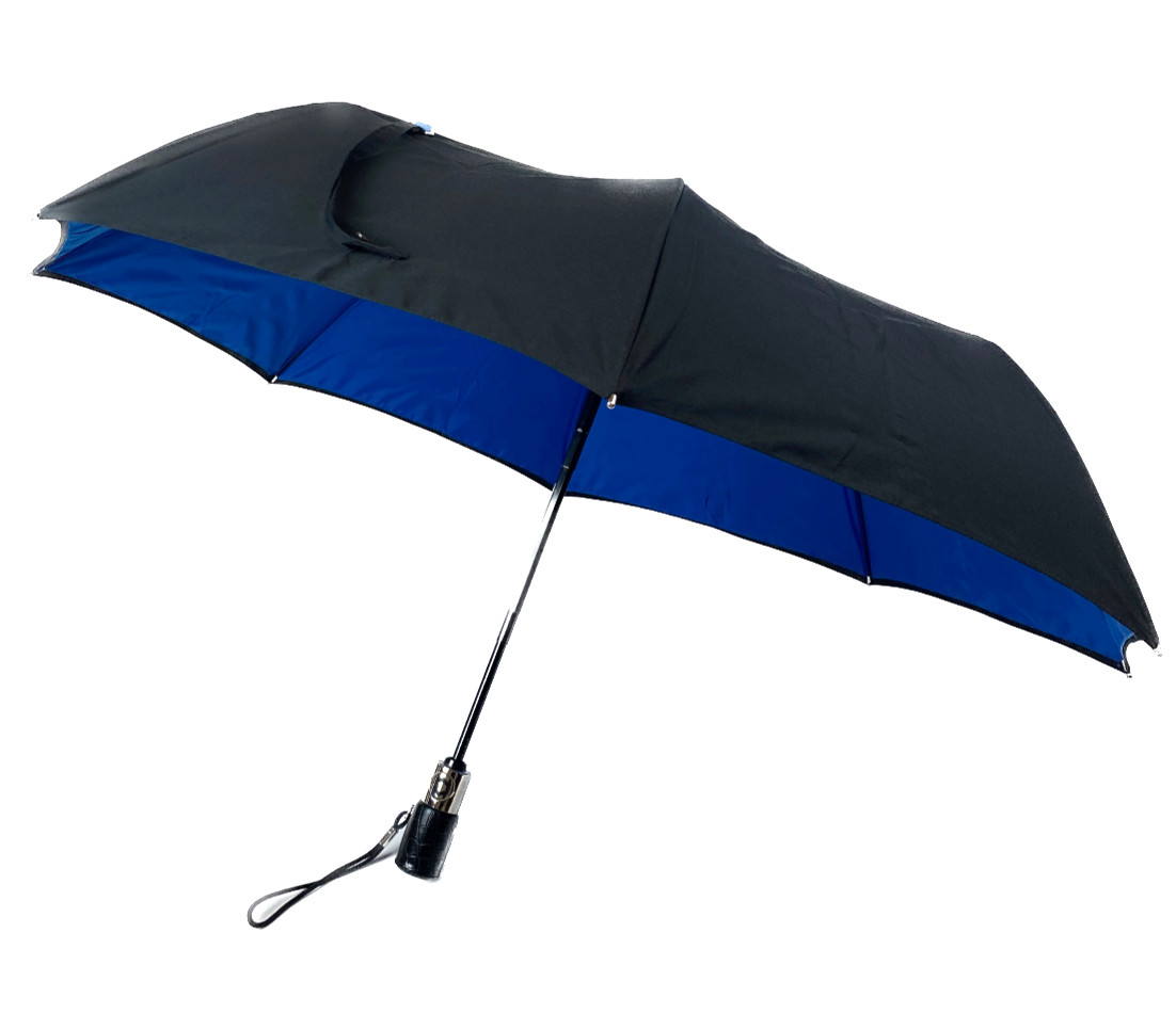 Men's Oversize Dual Layer Auto Open Auto Close Umbrella Leather Handle