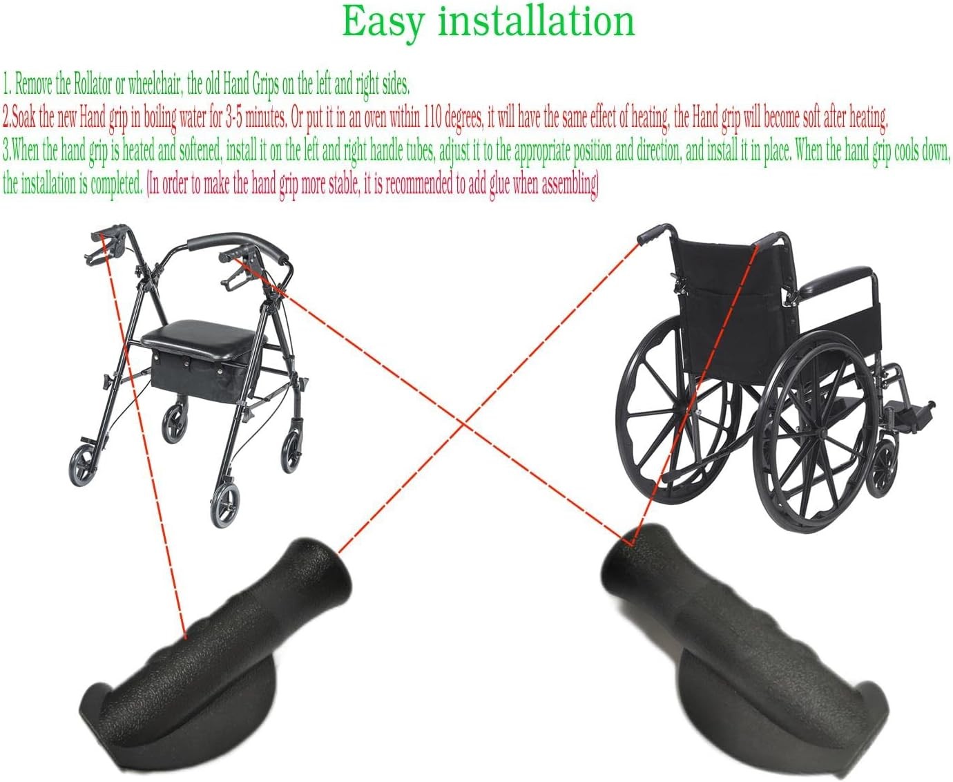 ComsenMed Universal Rollator Hand Grip,Replacement Parts for Black