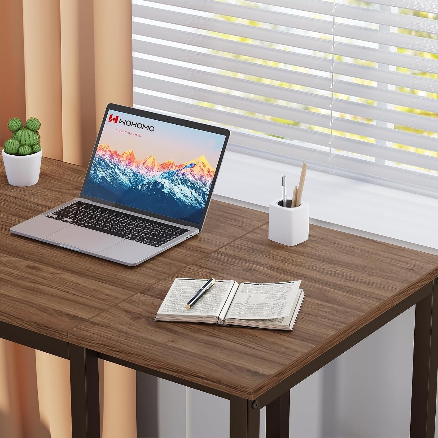 Rustic 40" Writing Desk with Portable 2-Tier Storage for Easy Organization