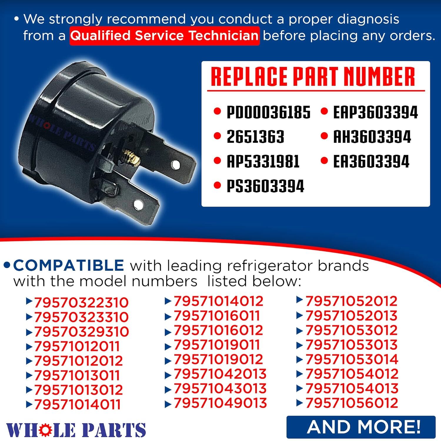 New 6750CL0001D Refrigerator Compressor Overload Protector for LG and Kenmore