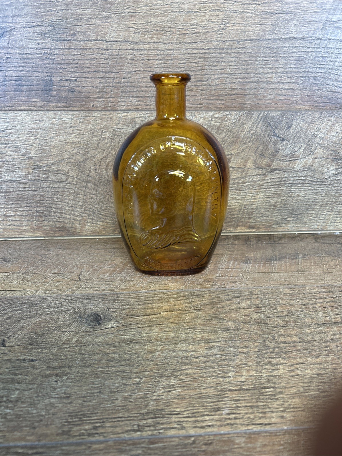 Vintage Amber George Washington Bottle "The Father Of His Country" - Wheaton NJ