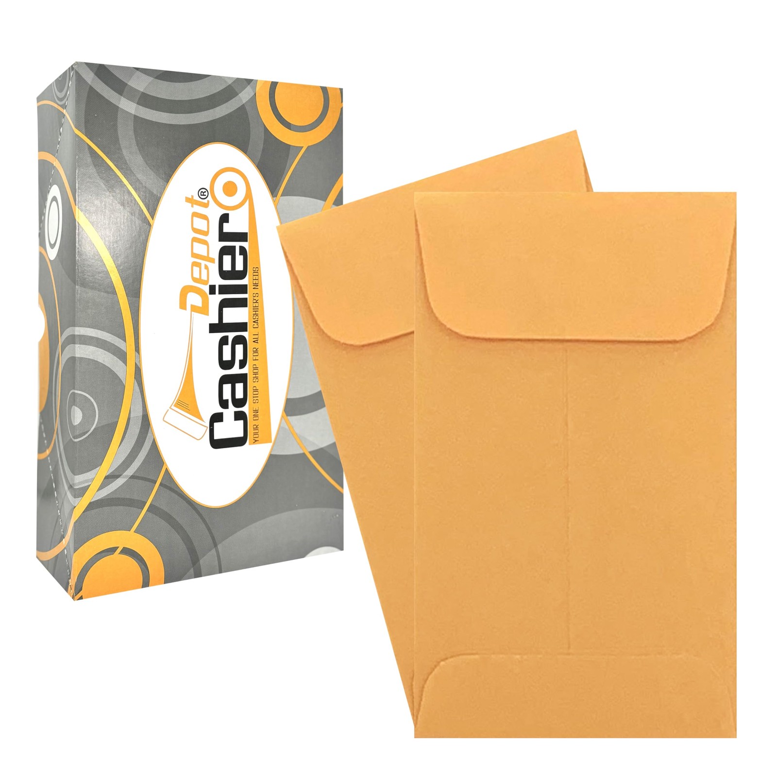 500 Cashier Depot Coin/Cash/Small Parts #7 Brown Kraft Envelopes, 3-1/2 X 6-1/2,