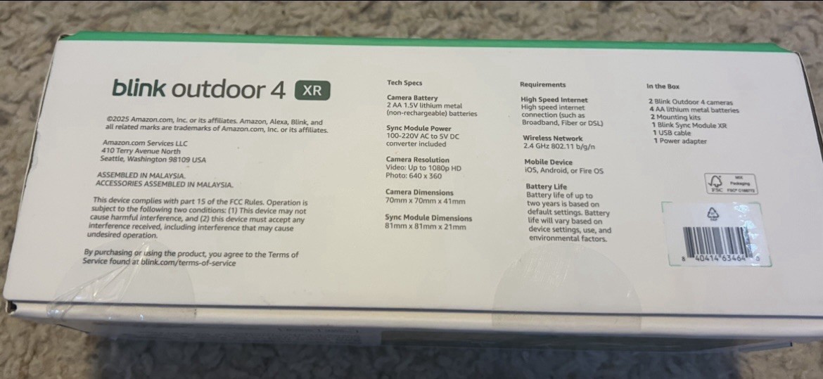 *BRAND NEW*Blink Outdoor 4 XR Wireless Security Camera Sync Module XR -2 Camera