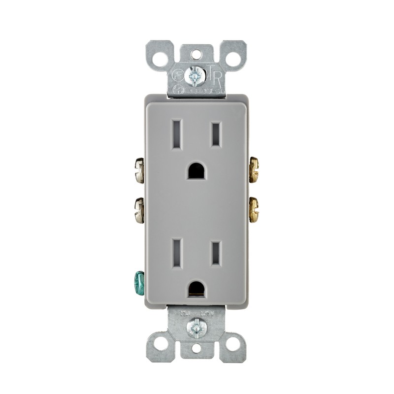 Leviton R54-5325-GS Gray 2-Pole Wall Mount Decora 15A 125V Duplex Outlet