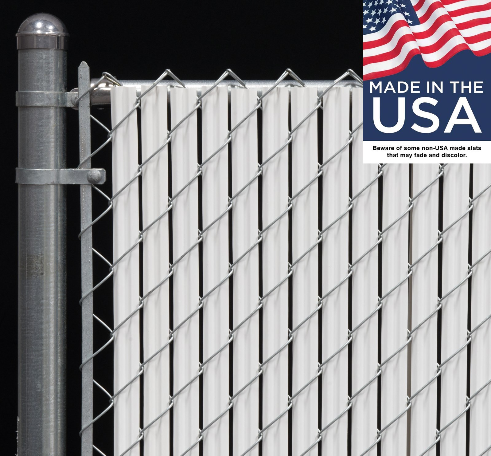8 ft High White Wave Slat™ Single Wall Privacy Chain Link Fence Slats