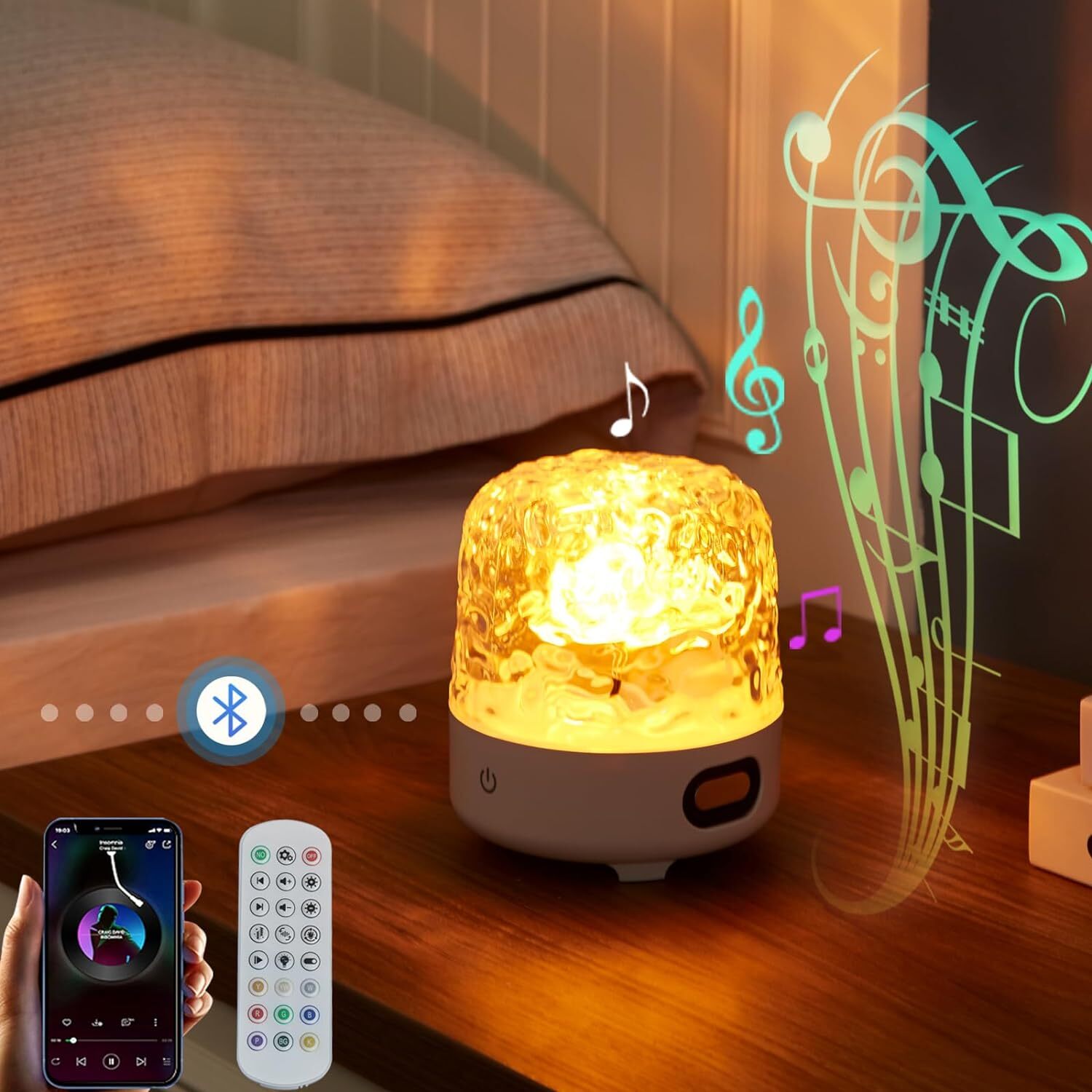 Ocean Wave Night Light Cordless Projector Lamp 16 colors