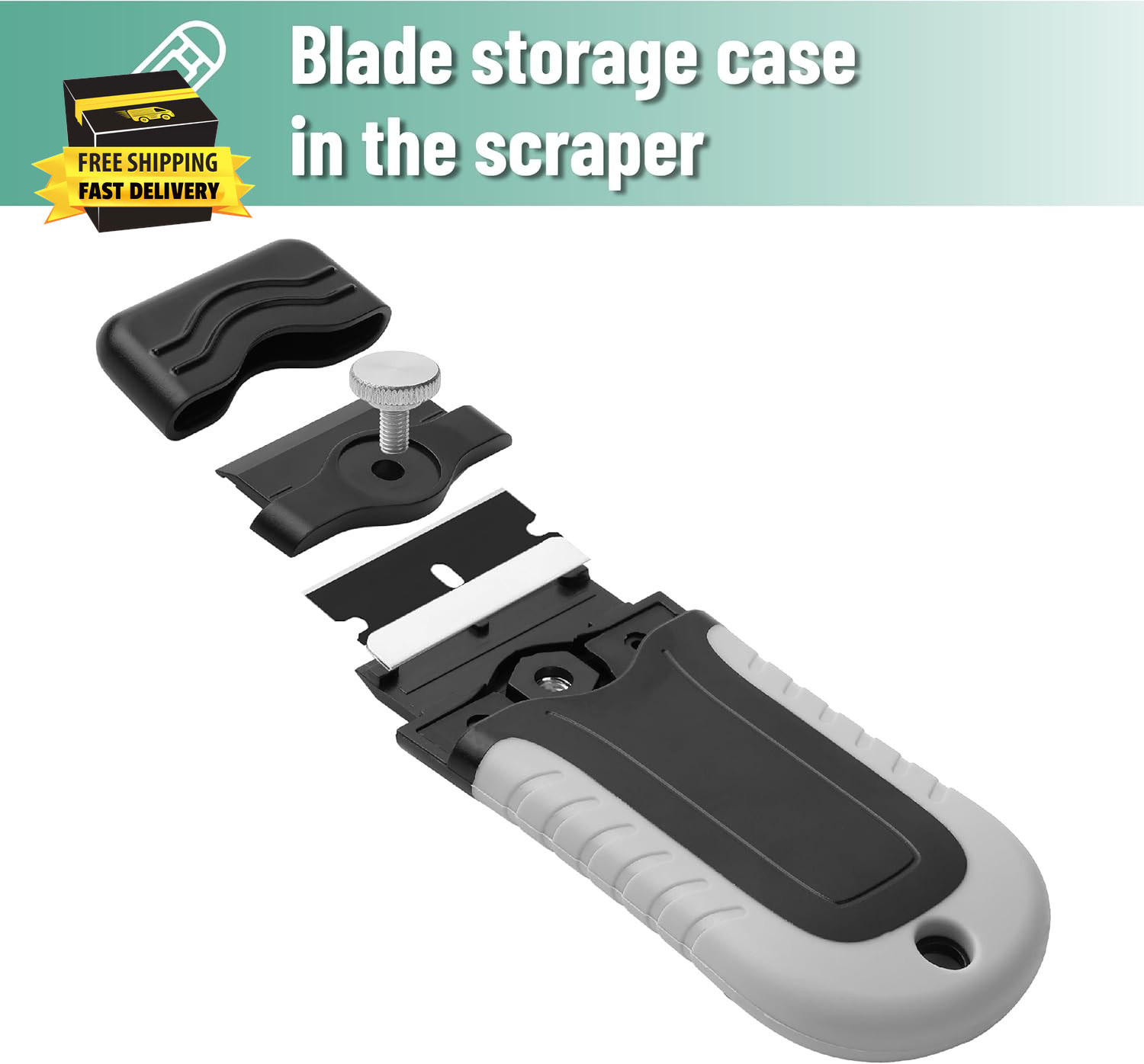 Bates- Razor Blade Scraper, Razor Scraper Set with 10 Pcs Extra Blades, Window S
