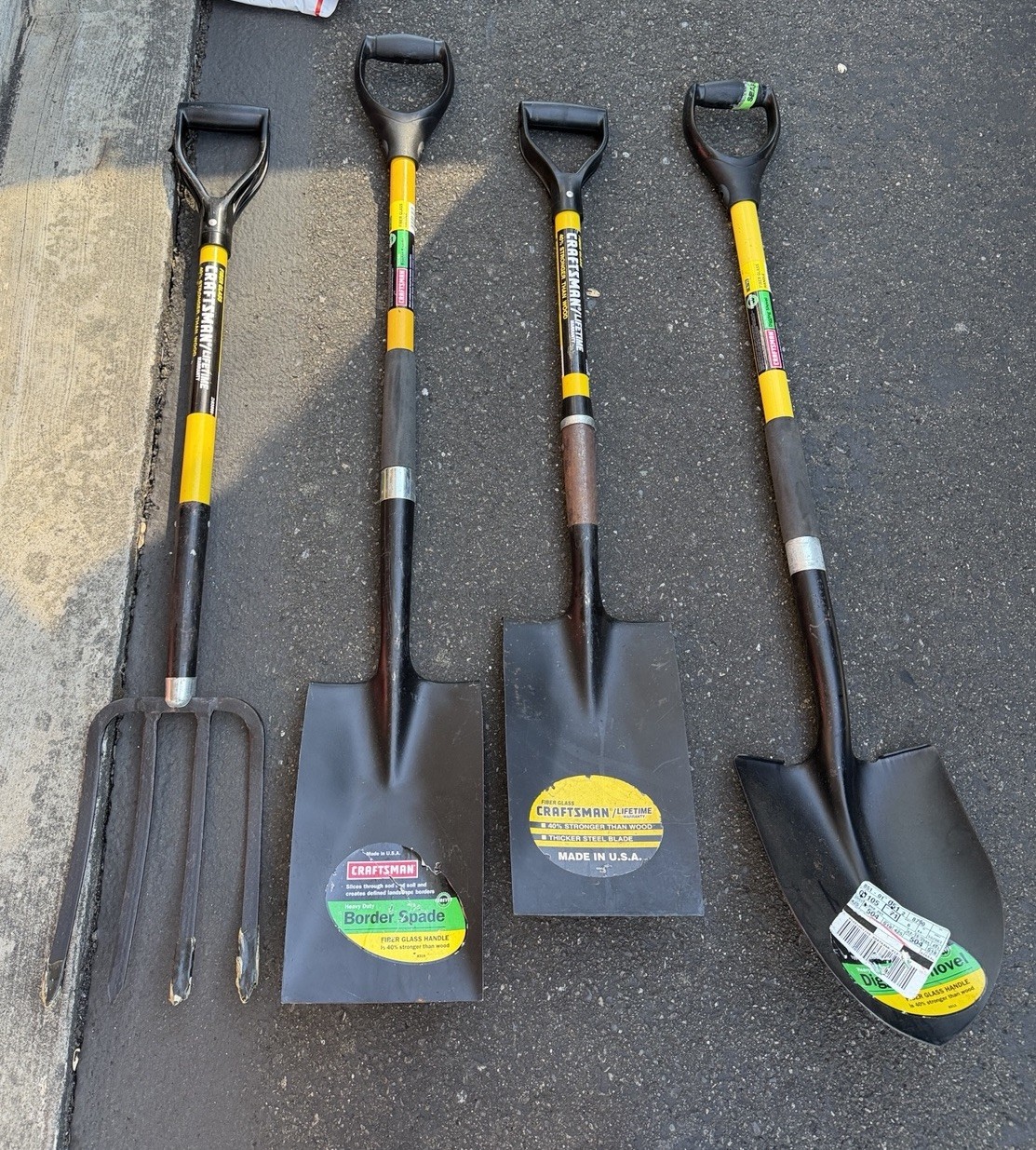 4PC Sears Craftsman USA Made Fiberglass Garden Tools Shovel Pitchfork Nos Rare