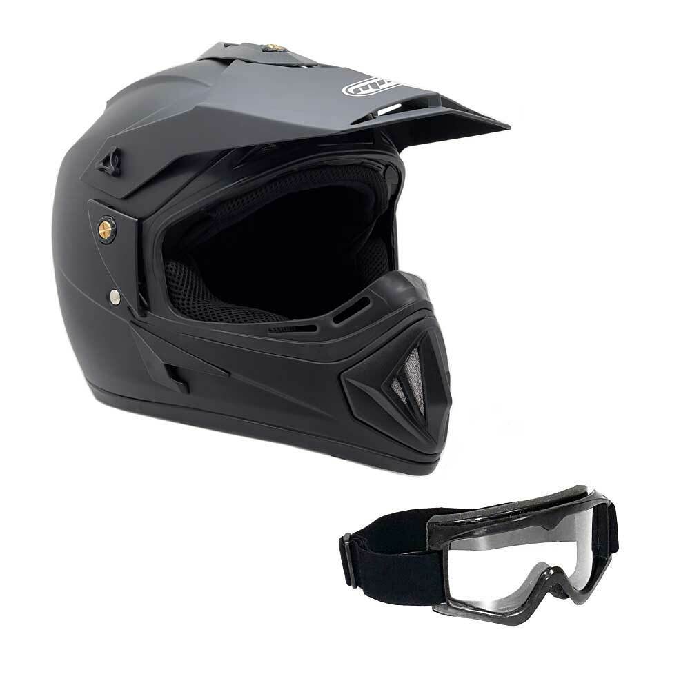 MMG Helmet Off Road MX ATV Dirt Bike Motocross (M, Matte Black) + FREE Goggles