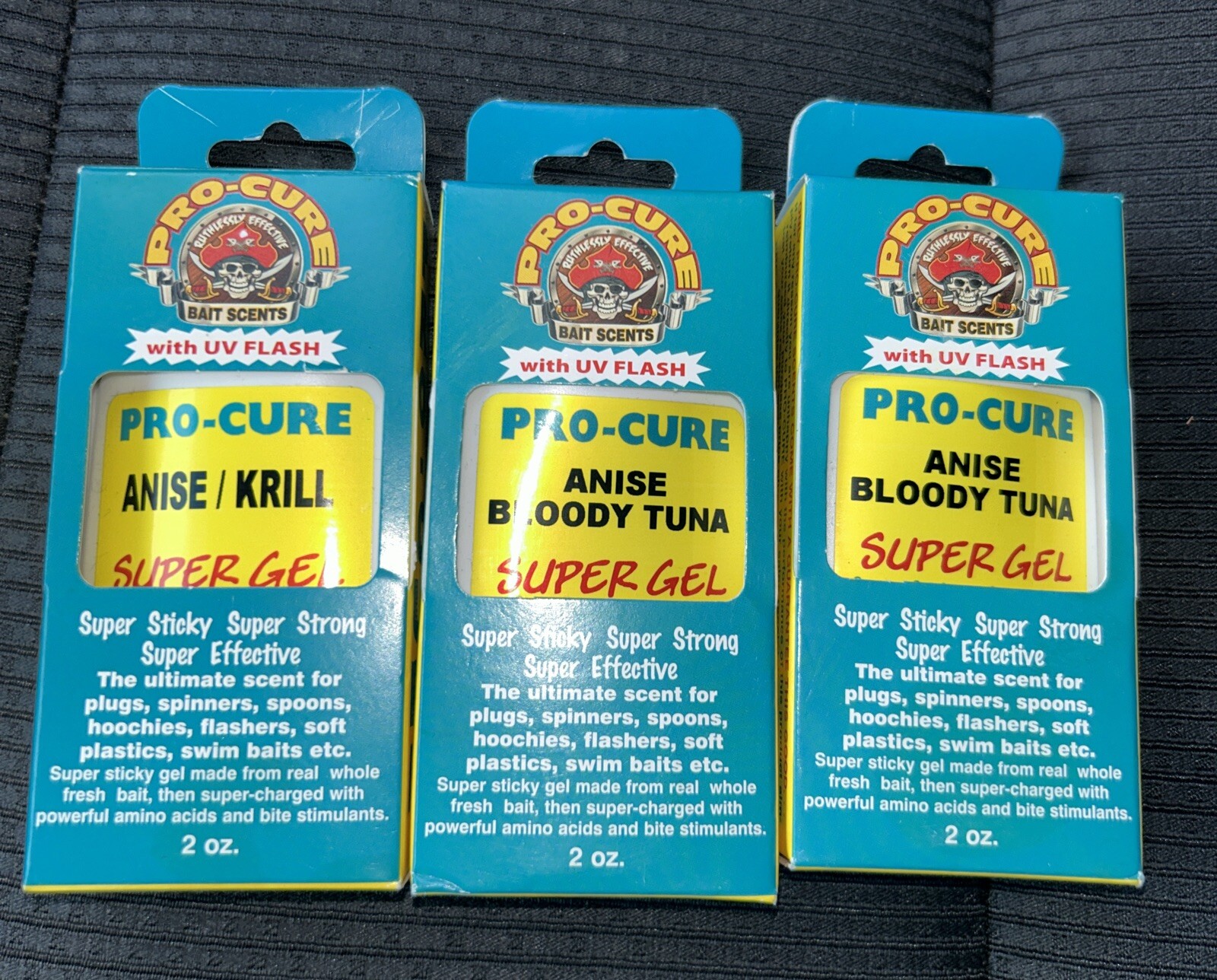 Pro-Cure Super Gel Freshwater & Saltwater Fishing Attractants 2 oz. Lot Of 3