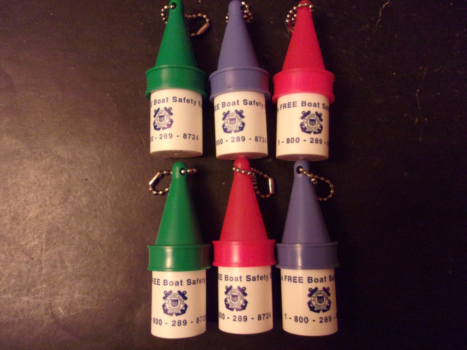 ( Lot of 6 ) U.S. Coast Guard Auxiliary - Floating Boat Safety Keychain Holders