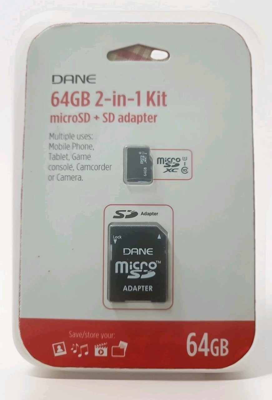 DANE Gigastone microSD Card + SD adapter 2-in-1 Kit (64GB)