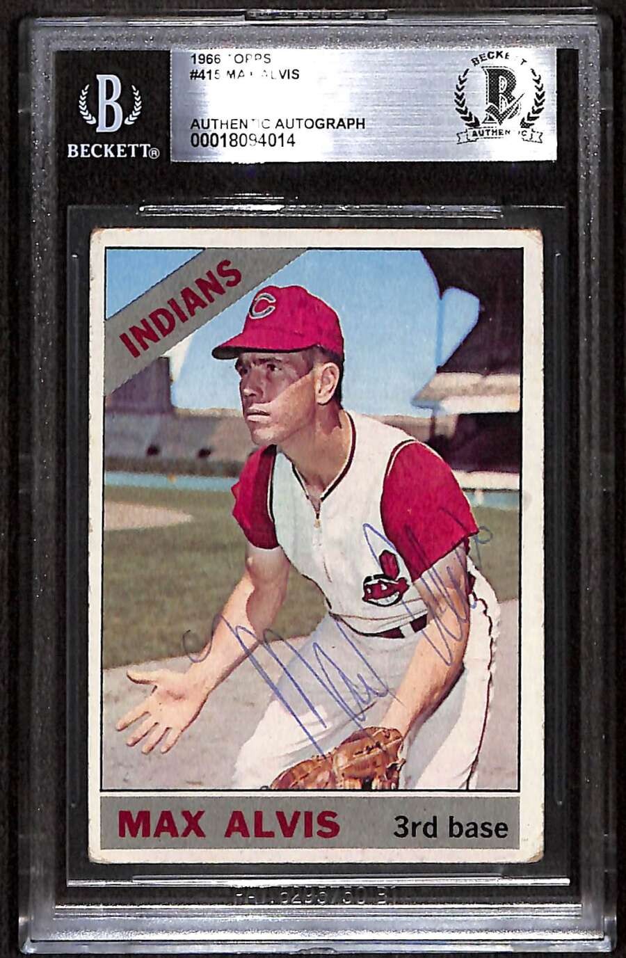 1966 Topps 415 Max Alvis  BGS Auto Autographed BAS Authentic C99705