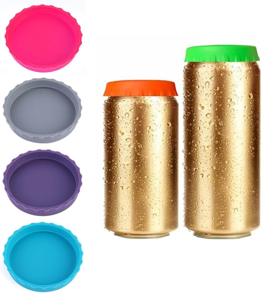 BPA-Free Silicone Can Lids 6 Pack, Reusable Covers for Soda & Beer Cans