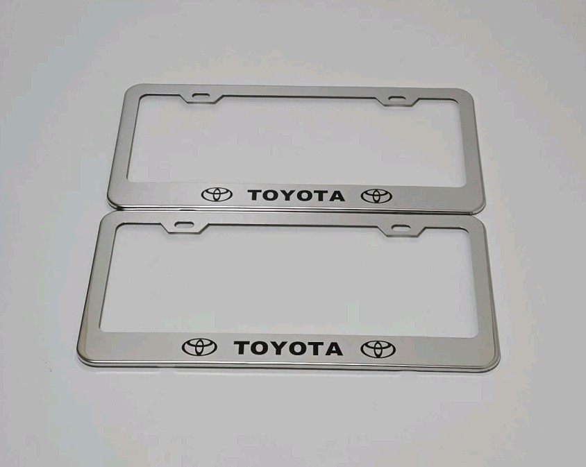 2 pcs -Toyota- Silver License Plate Frame
