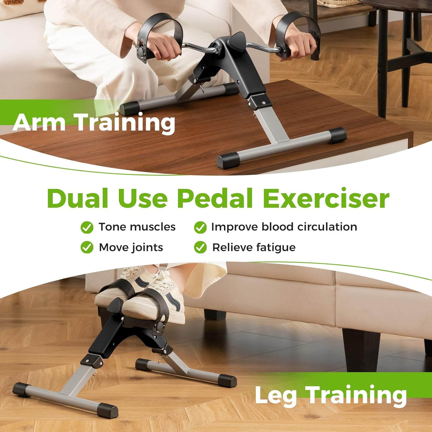 under Desk Bike Pedal Exerciser, Folding Mini Exercise Bike with LCD Display for