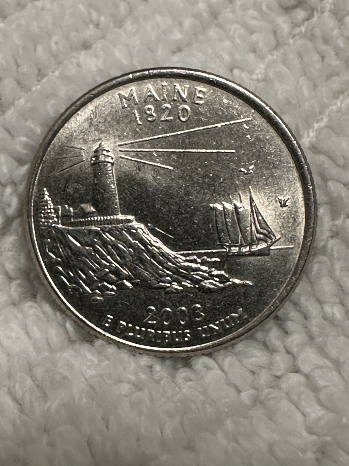 Rare 2003 D Maine State Quarter Coin Error Lighthouse Top