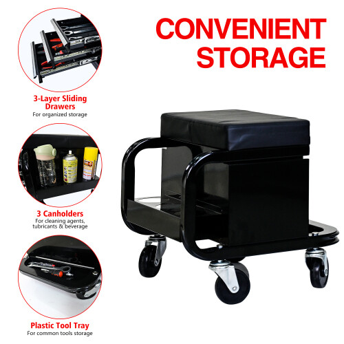 Heavy Duty Workshop Bench - Rolling Bench with Swivel Wheels Mechanic Tool Box