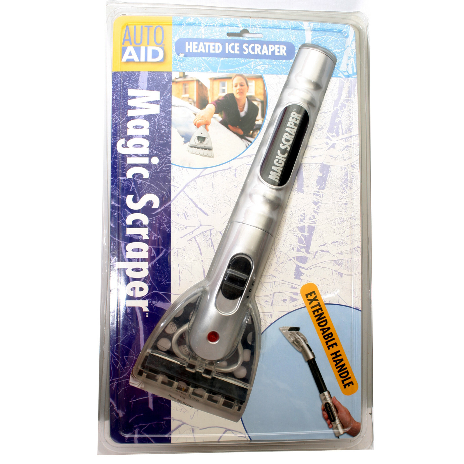 Auto Aid Heated Ice Scraper Magic  Retractable Extendable Handle To 18''