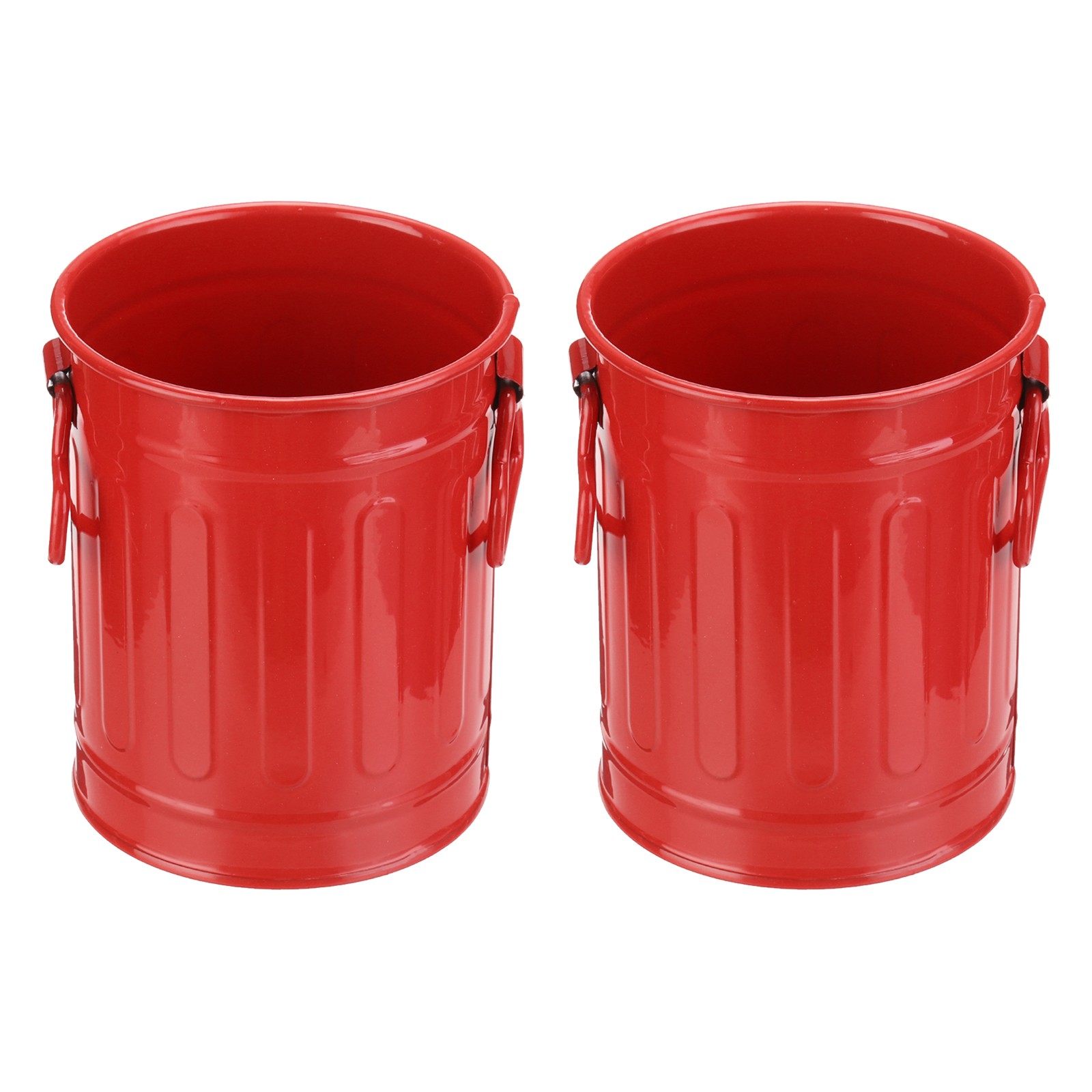 Barrel Pencil Holder, 2 Pack Metal Pen Holder for Desk, Red