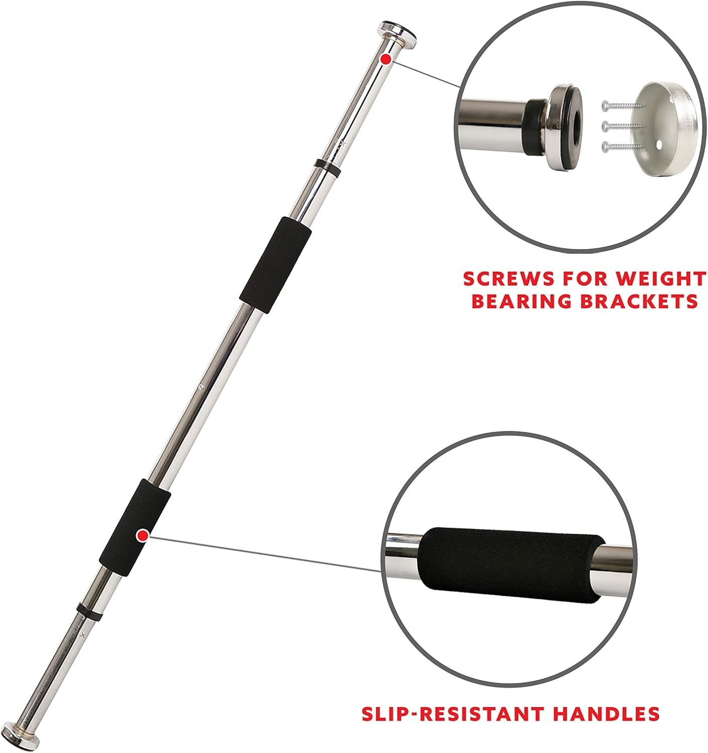 Chrome Adjustable Pull Up Bar - Comfortable Grip for Effective Home Workouts