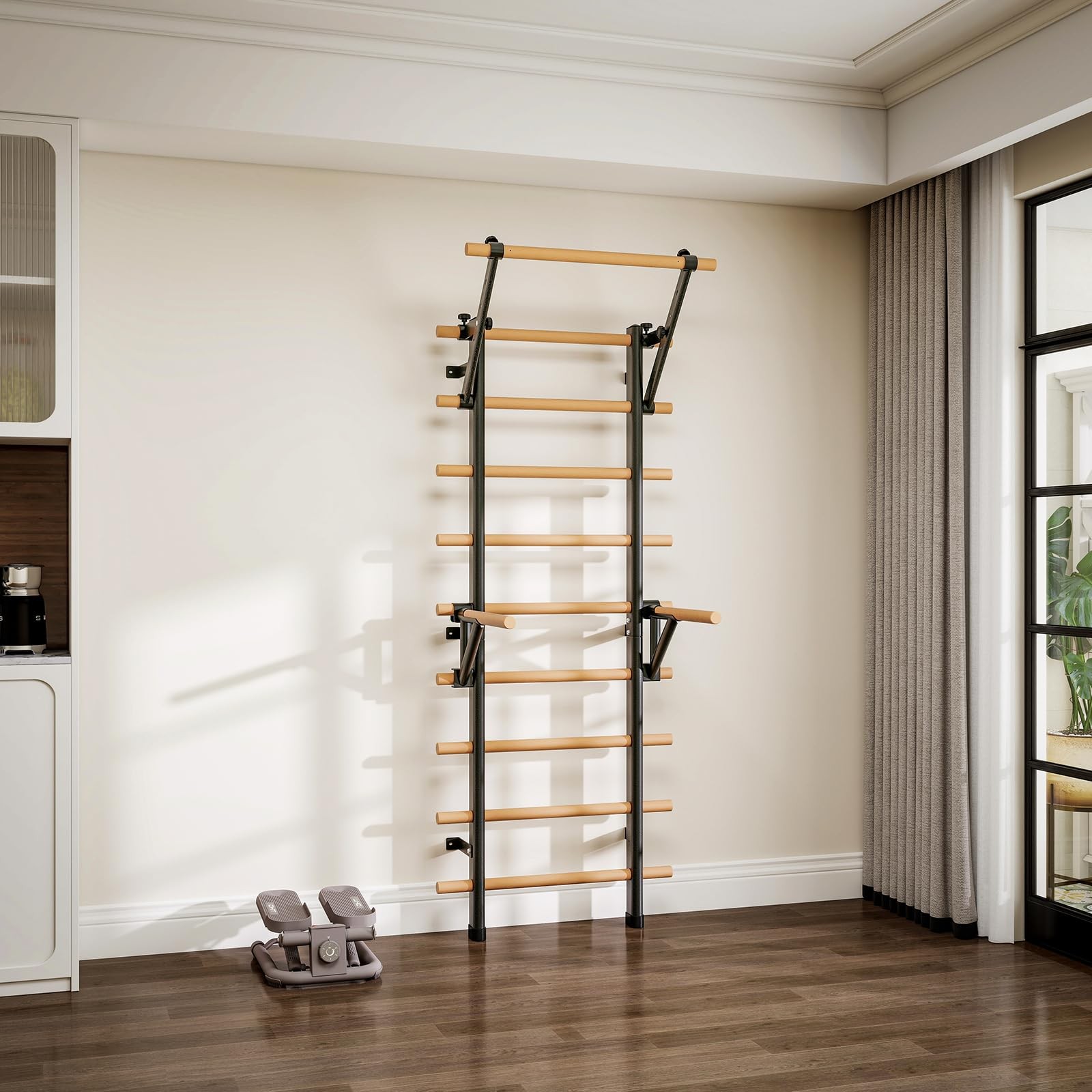 DHT Stall Bars & Pull-Up Bars - Wall Mounted Calisthenics Dip Bar Accessory -...