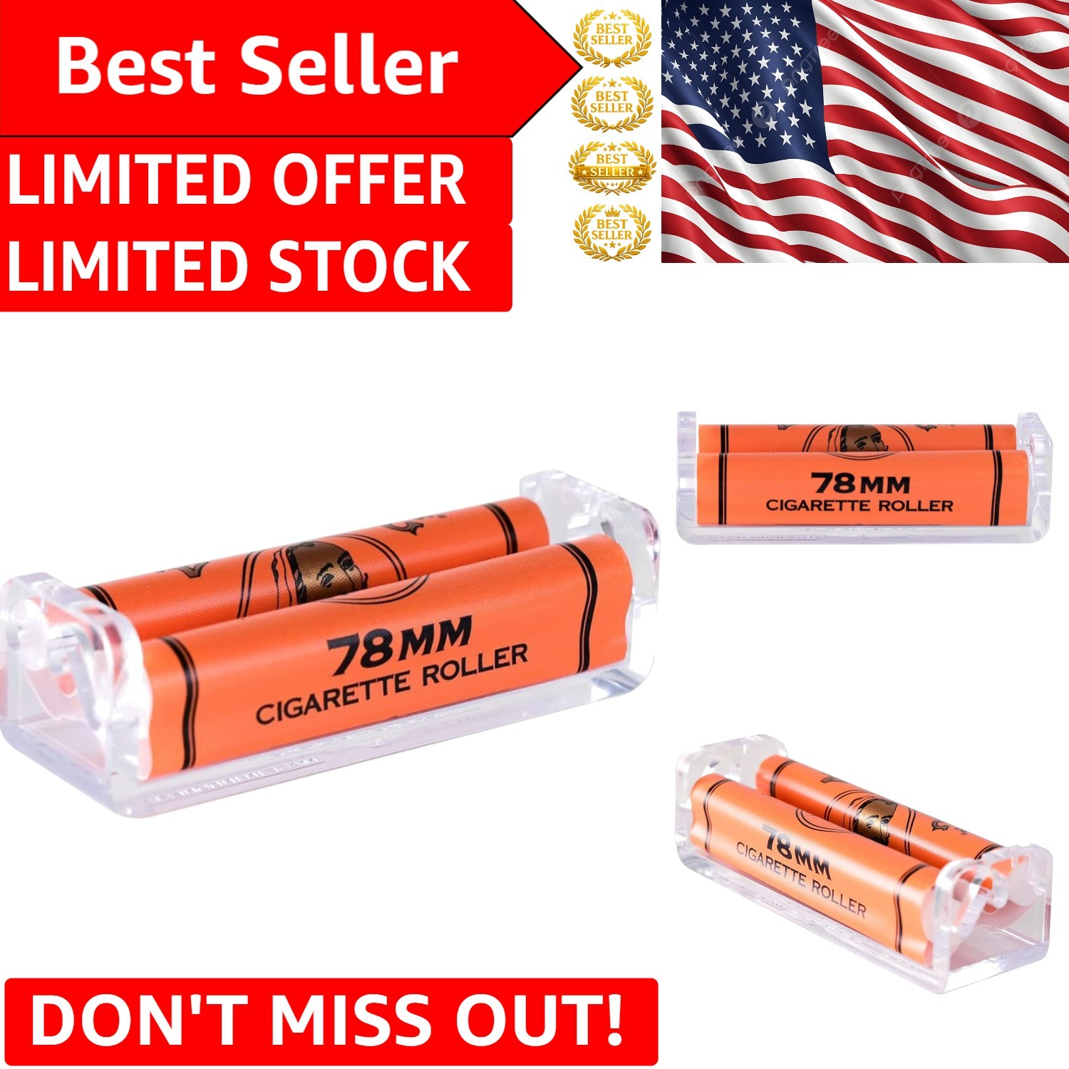 Durable 78mm Cigarette Roller - Your Easy Solution for Perfect Cigarettes