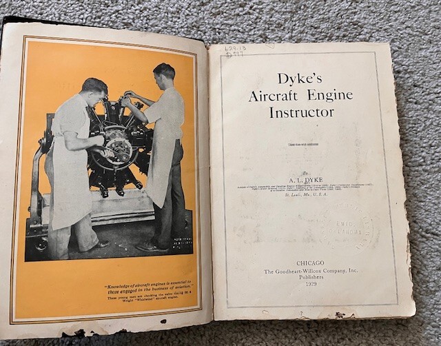 Dyke's Aircraft Engine Instructor Manual Book 1929 Goodheart-Willcox Company