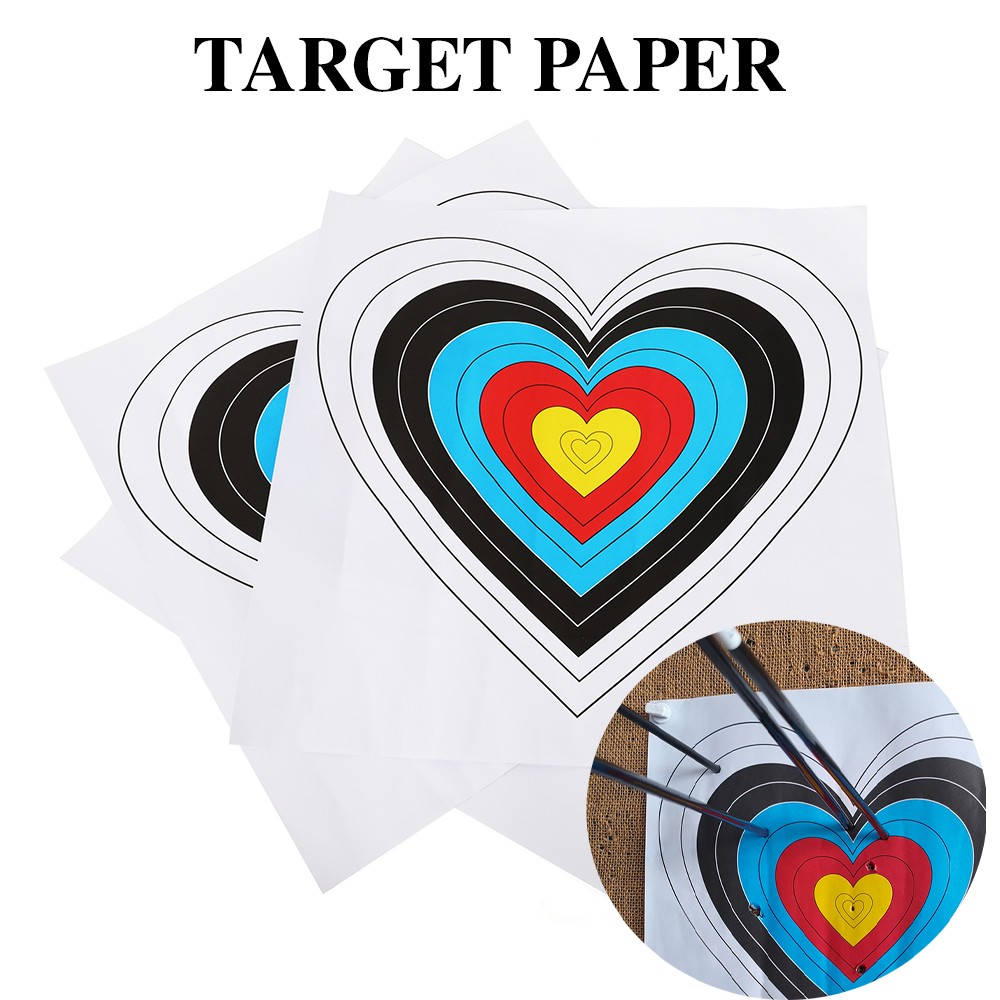 Archery Target Paper Heart Shaped 40x40cm Durable Bow Arrow Shooting Practice