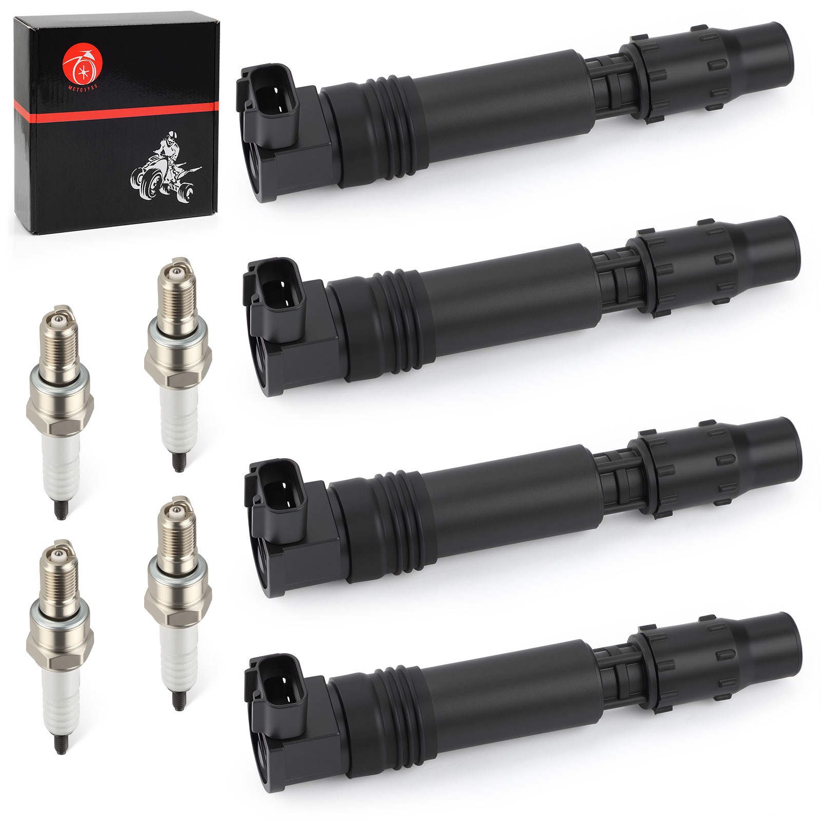 4 Pack Ignition Stick Coils & Iridium Spark Plug For Honda CBR954RR 2002-2003