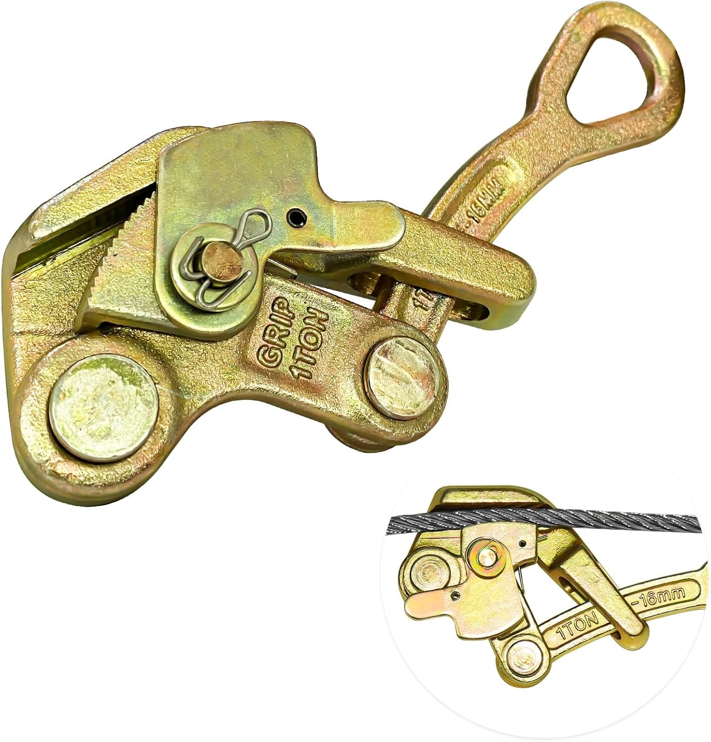2200lb Cable Grip Steel Wire Puller 1 Ton, Cable Puller Tool for 2.5-16 mm Wi...