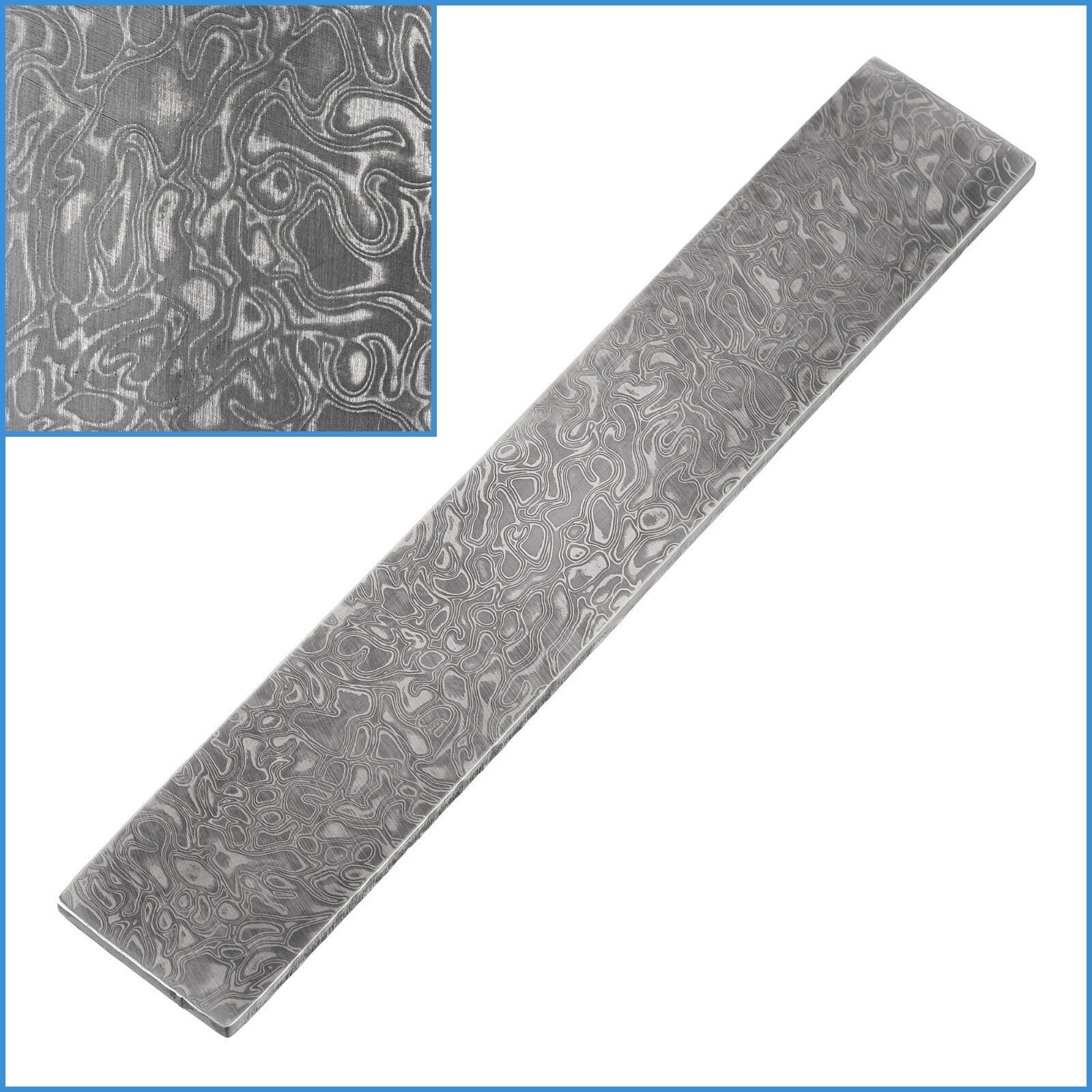 Star VG10 Sandwich Damascus Pattern Welded Steel Billet Bar 150mm x 25mm x 3mm