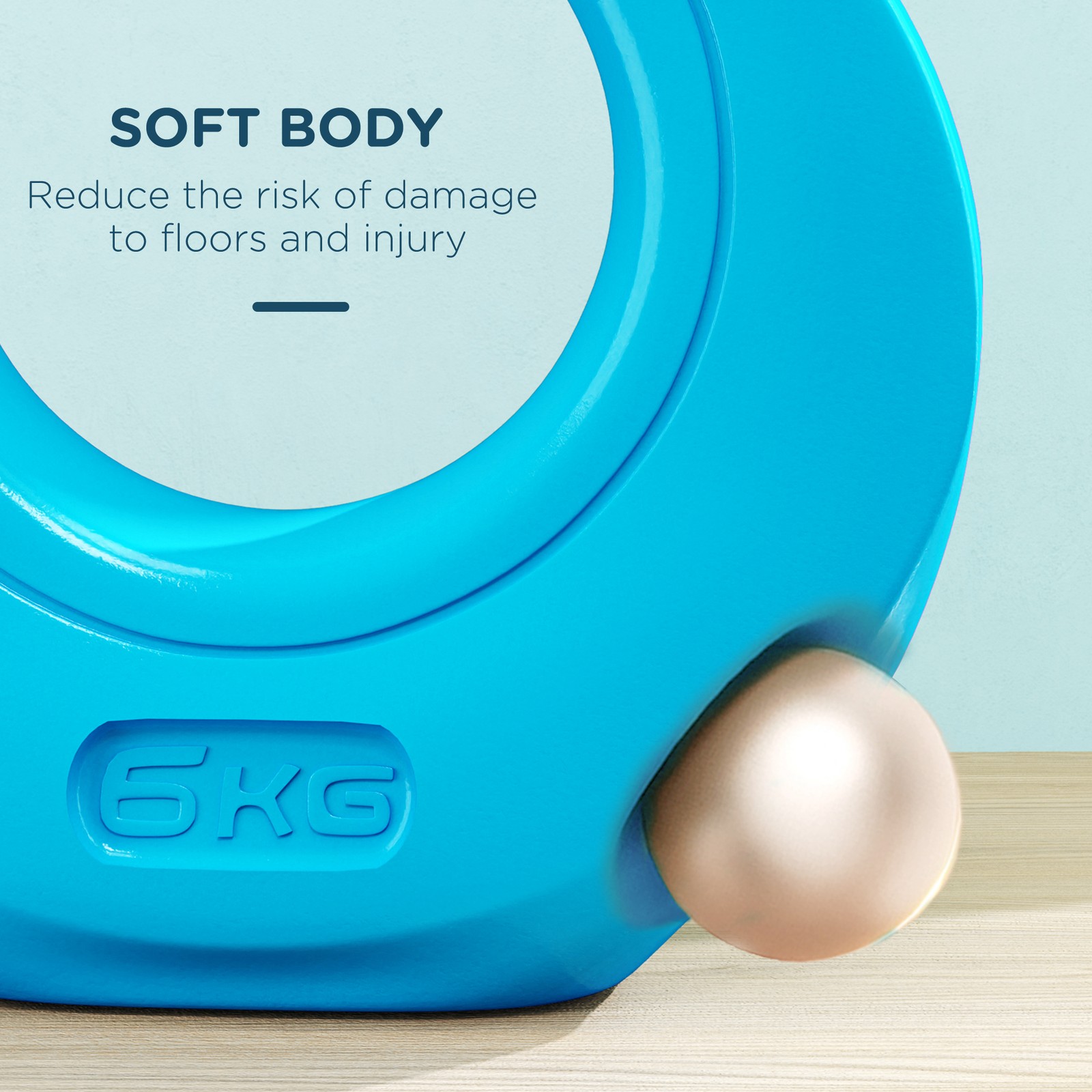 13lbs Kettlebell with Wide Handle, Light Blue