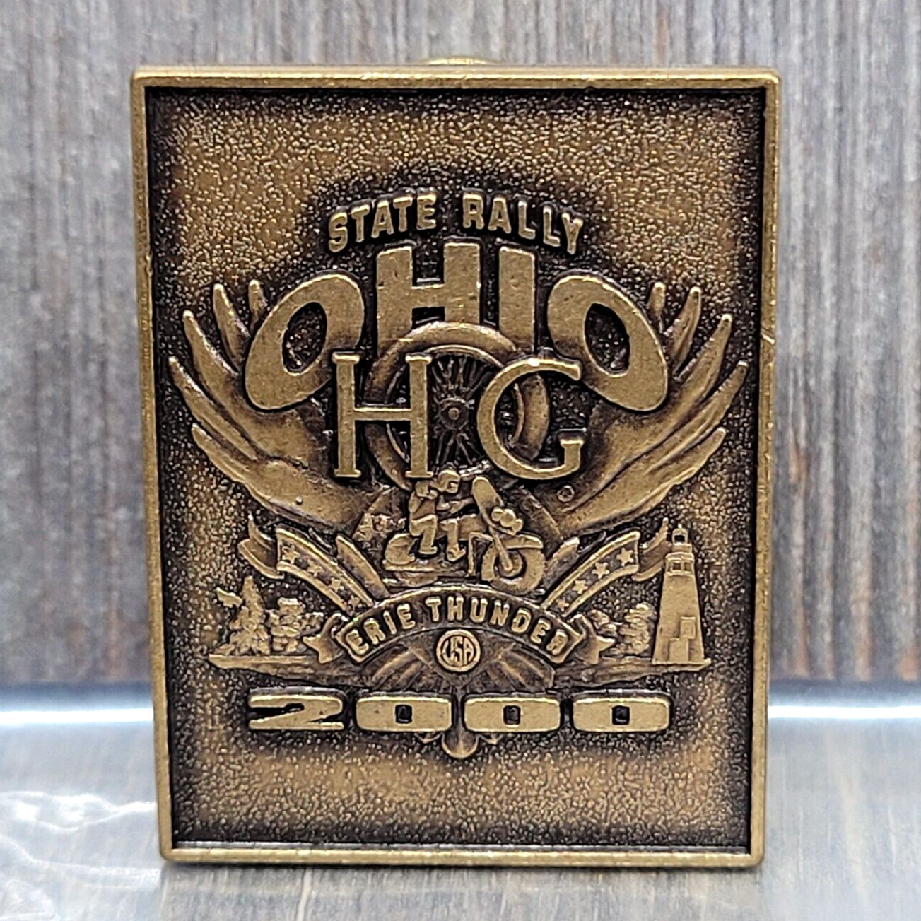 Harley Davidson Owners Group Ohio State 2000 Motorcycle Rally Jacket Pin HOG