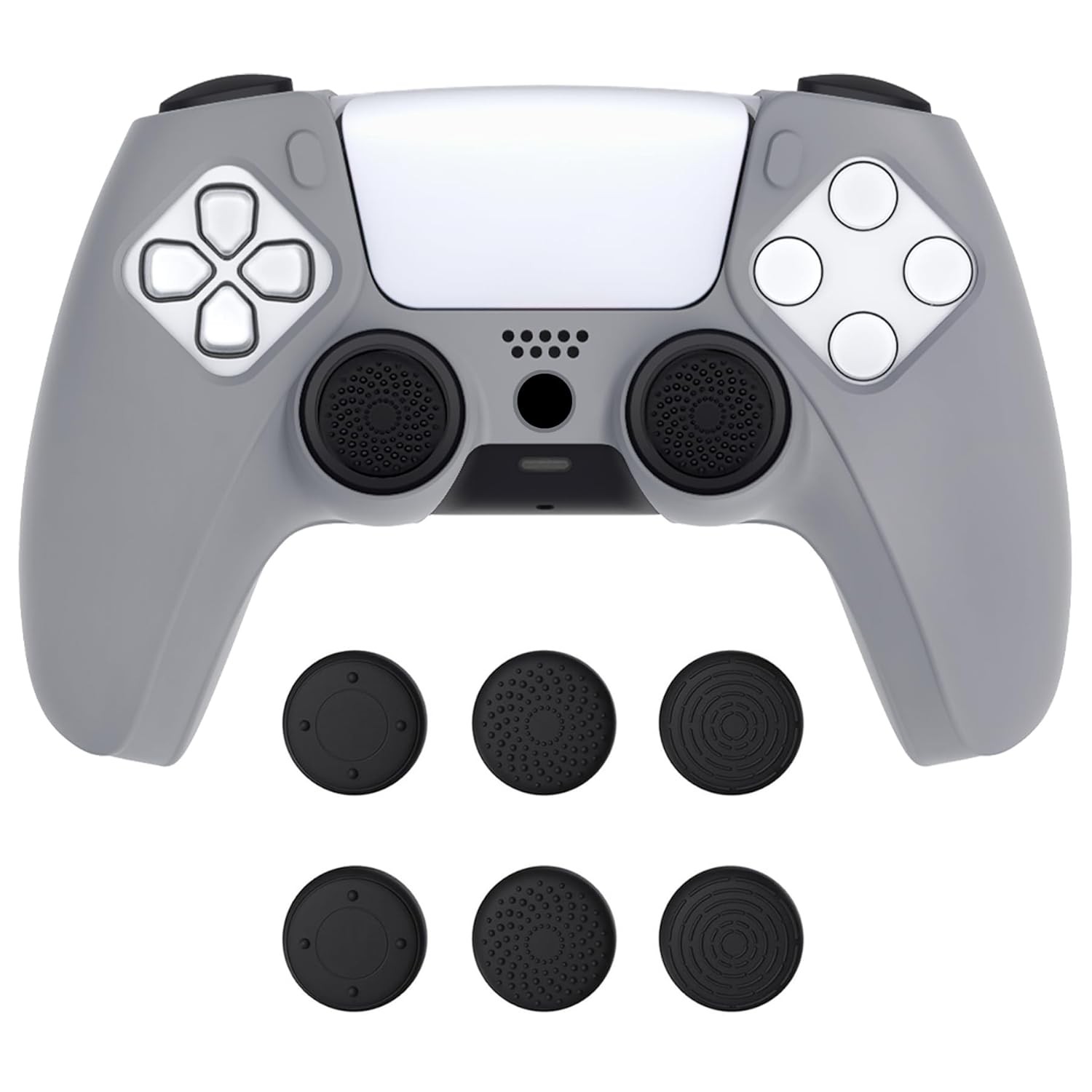 PlayVital Dockable Model Anti-Slip Silicone Cover Skin for ps5 Controller - Gray