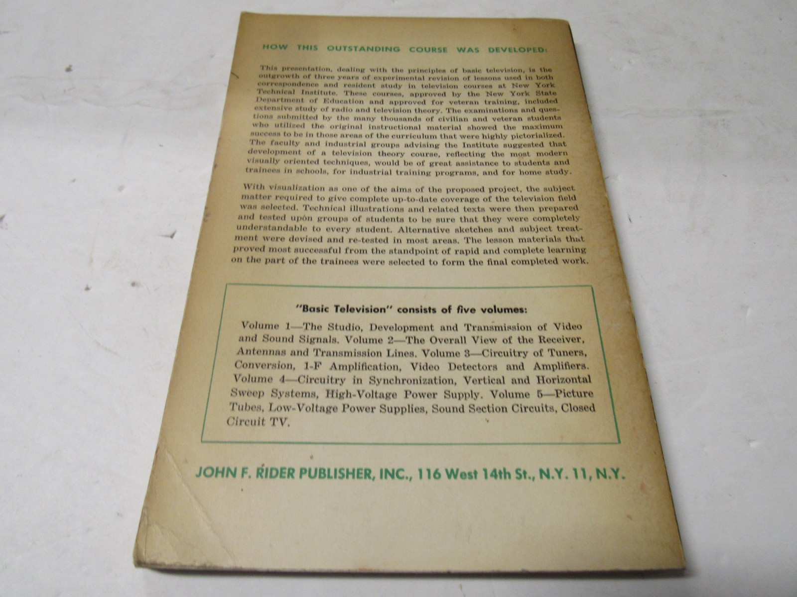Basic Television Vol 3 A. Schure Rider Publication c 1958