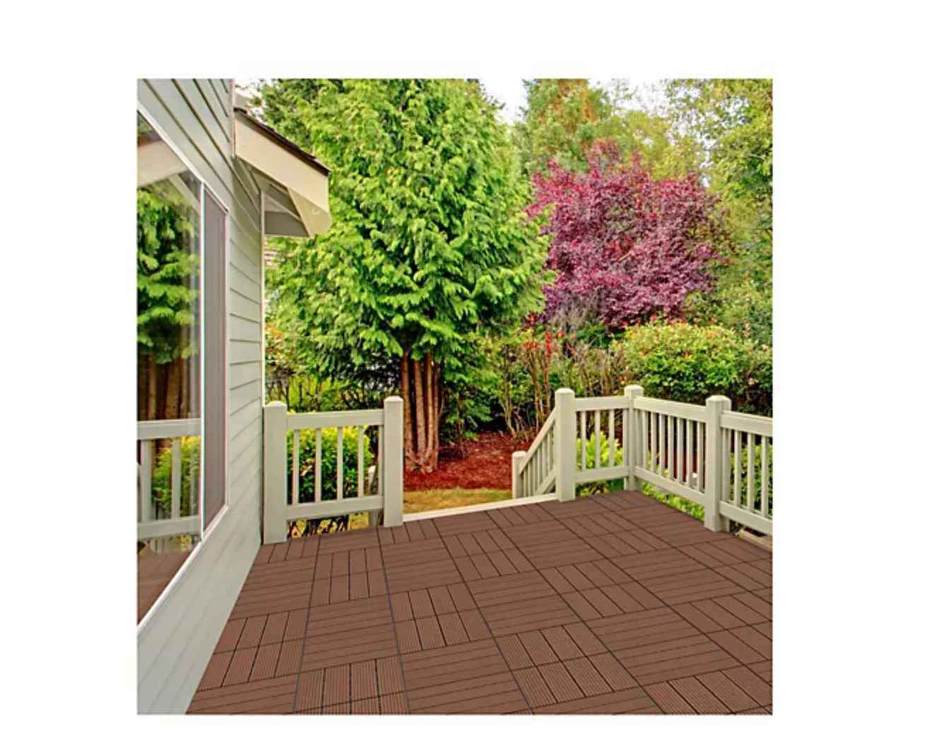 Pure Garden Patio Floor Tiles Set of 6 Wood/Plastic Deck Tiles