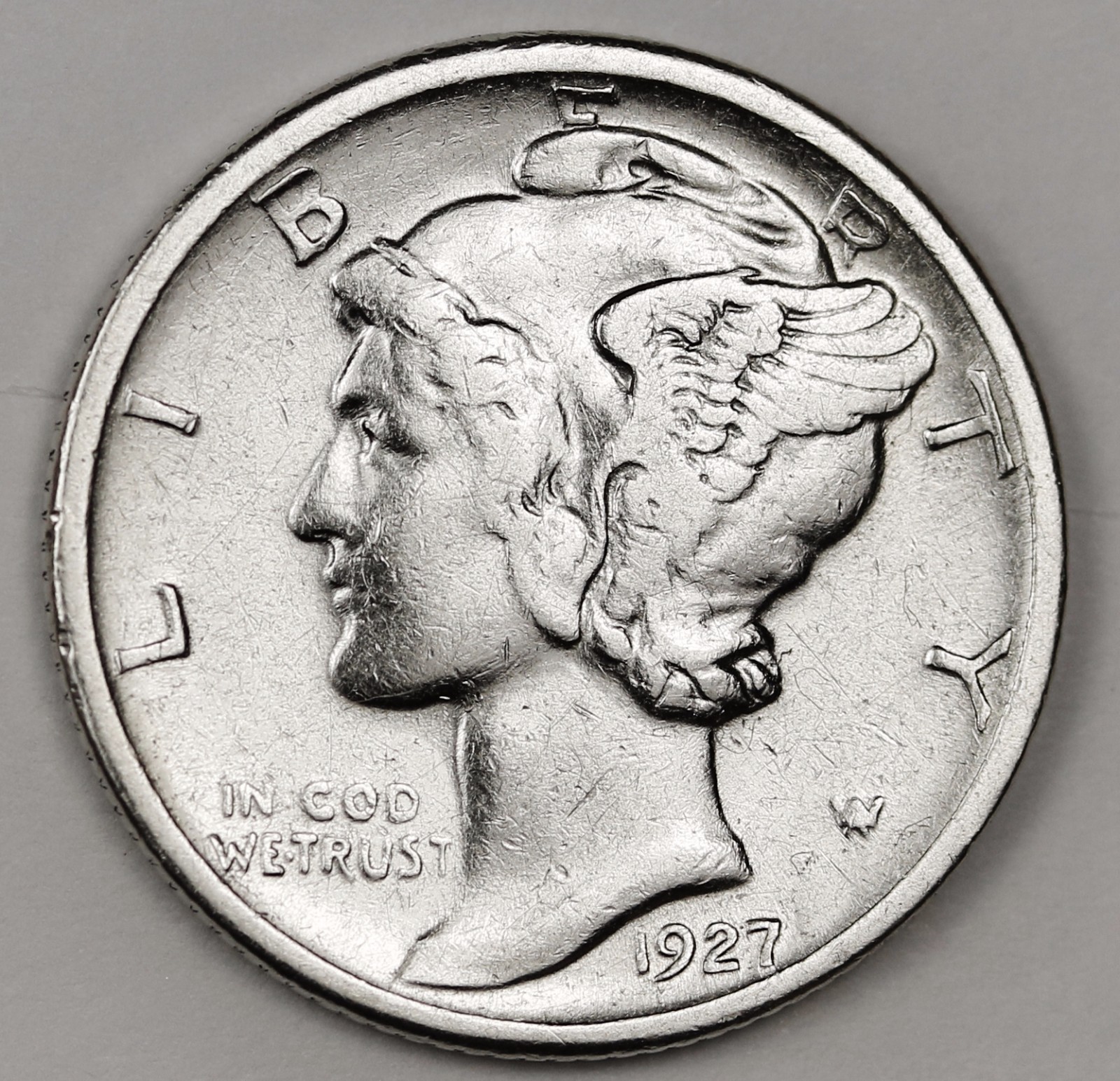 1927-d Mercury Dime.  X.F.  99744  (Inventory A)
