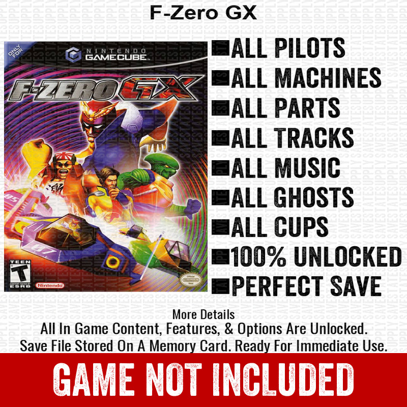 F-Zero GX 100% Nintendo GameCube Memory Card Save CHEATS