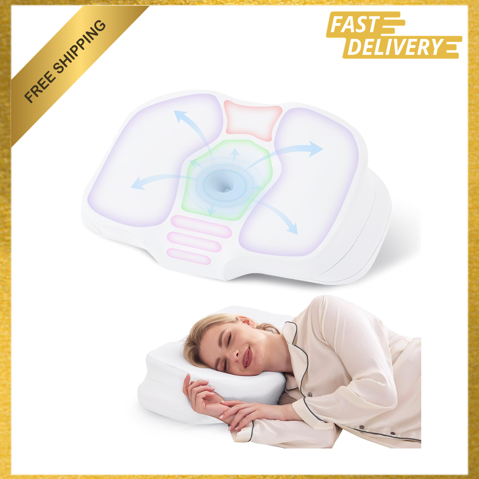 Cervical Neck Pillow for Pain Relief, Memory Foam Contour Pillow for Sleeping